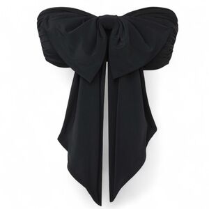 NWT Zimmerman Tallow Drape Bow Bikini Bandeau Strapless Swim Top Black 0